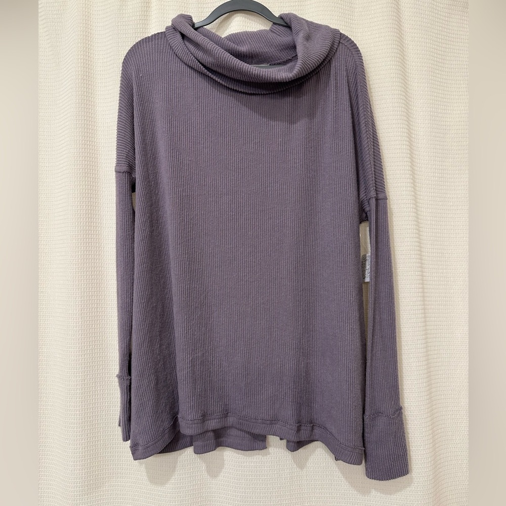 We The Free Purple Ribbed Knit Juicy Longsleeve Cowl Neck Sweater Size Large NWT
